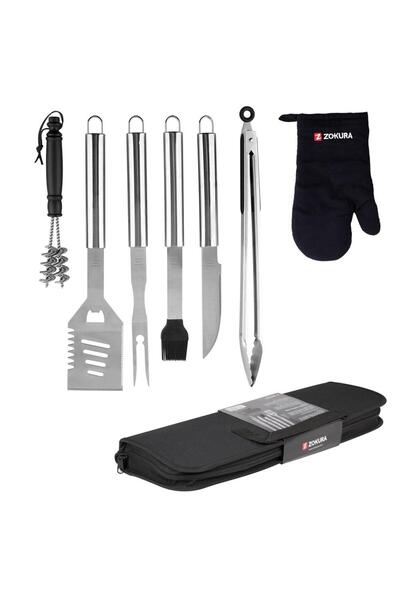 Zokura 8-Piece BBQ Set, Stainless Steel -