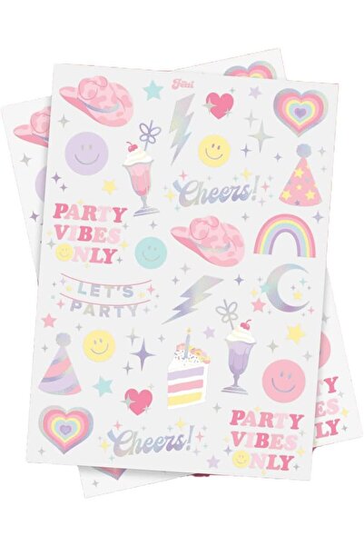 Arabest 50pcs Foil Body Stickers,Pastel Temporary Body Decals for Birthday Pa...