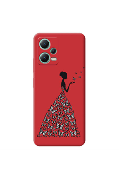 Other Xiaomi Redmi Note 12 Pro 5G Butterfly Girl Red Colored Silicone TPU Θήκη