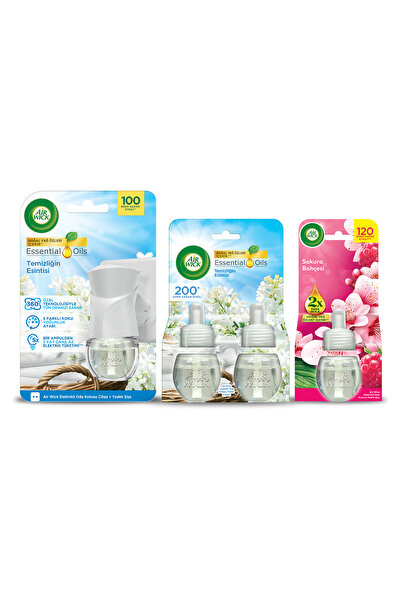 Air Wick Elektrikli Oda Kokusu Kit Temizliğin Esintisi&Yedek Şişe Temizliğin Esintisi&Sakura Bahçesi 3x19ml