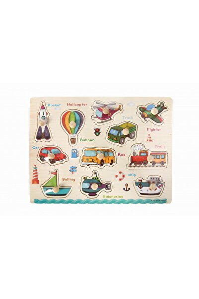 MC Micostore Puzzle lemn educativ - Invata vehicule, 11 piese, 3+ ani, Colora...