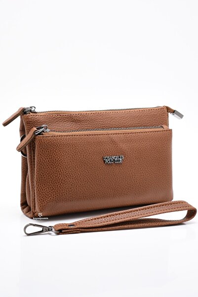 LOS ANGELES POLO CLUB Taba Men's Portfolio Handbag Multi-Pocket Wrist Strap W...