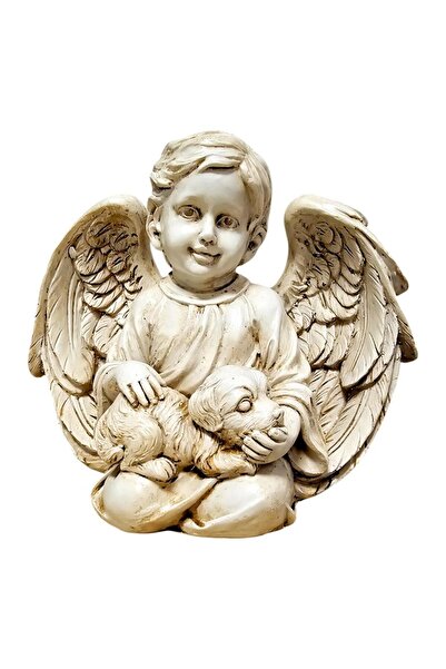 OEM Figurină ingeras cu catelus 18 cm, rășină, decorațiune, Artă Sacrua