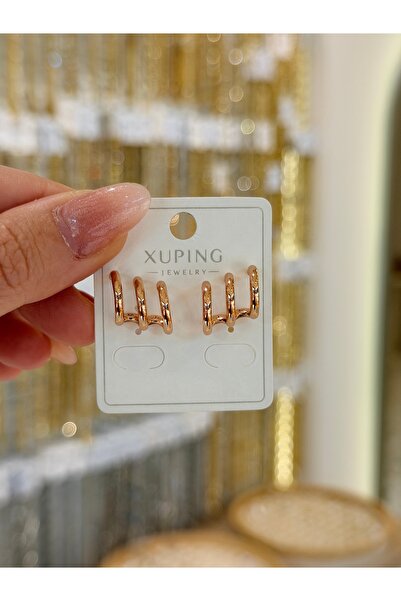 SU PERİSİ TAKI BİJUTERİ Xuping Non-Fade Rose Gold Multi-Layer Basic Earrings