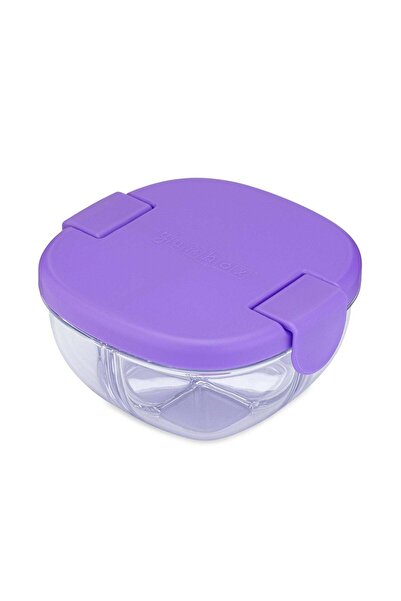 YumBox Στεγανό μπολ σνακ με 3 θήκες - Μωβ Ομίχλης