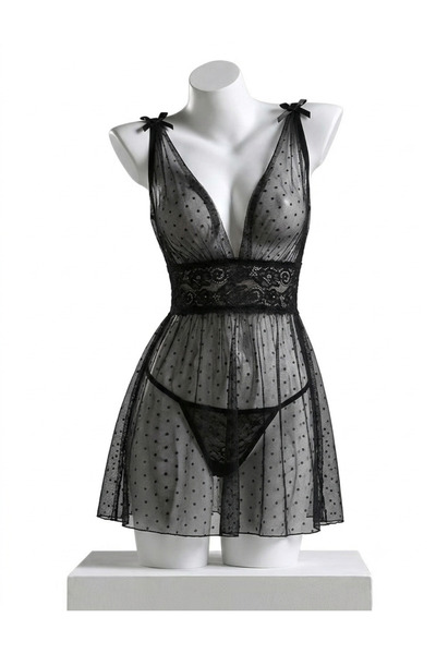 Sthxyfaith Womens Babydoll Sexy Lingerie Polka Dots Mesh Chemise Plus Size Ni...