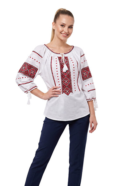rody's forever Bluză de damă DF alb/portocaliu, mărimea 2XL