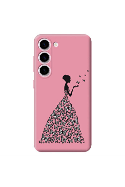 Other Samsung S23 Plus Butterfly Girl Pink Colored Silicone TPU Θήκη