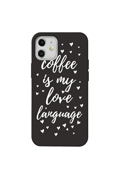Other Apple iPhone 12 Coffe is my love language Black Colored Silicone TPU Θήκη