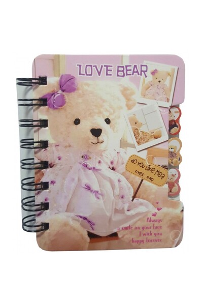 MC Micostore Jurnal A6 Love Bear XQ-014, 108 pagini, coperta carton, cu spira