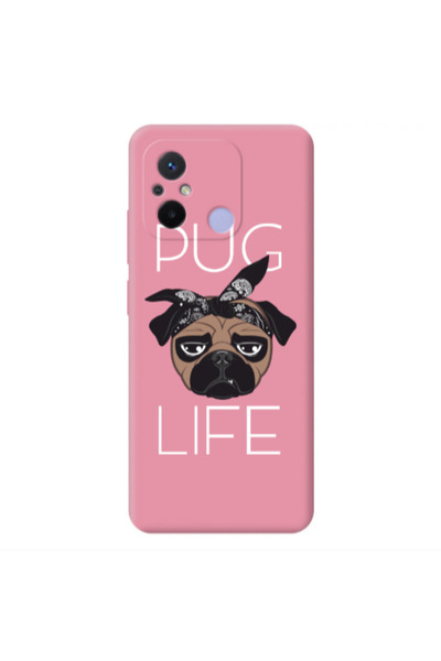 Other Xiaomi Redmi 12C Pug Life Pink Colored Silicone TPU Θήκη
