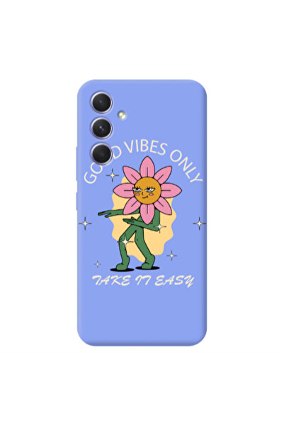 Other Samsung A54 Good Vibes Only Light Purple Colored Silicone TPU Θήκη