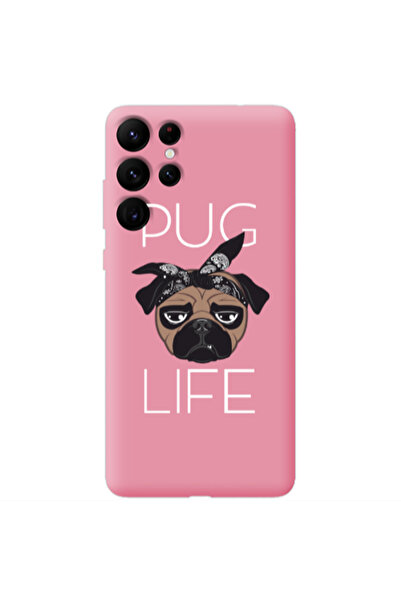 Other Samsung S22 Ultra Pug Life Pink Colored Silicone TPU Θήκη