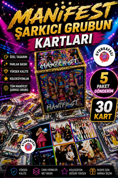 OYUNKAFASI Manifest Şarkıcı Grubu Kartları | 30 Kart | 5 Paket Gönderim | Kol...