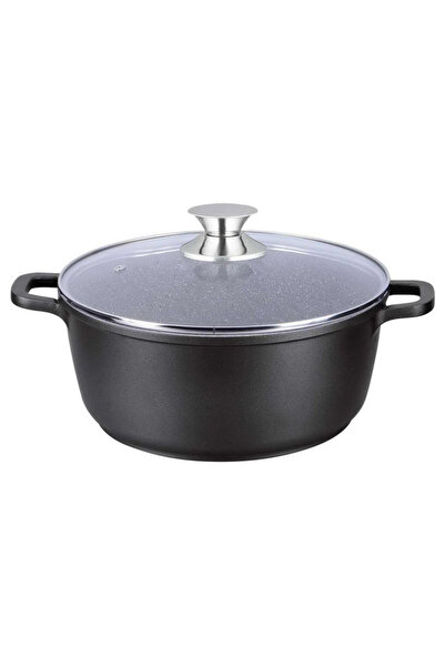 Swan Oala antiaderenta din granit cu capac din sticla, 36 cm, 14 L