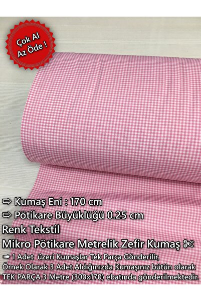 Renk Tekstil Pötikare Zefir Metrelik Kesim Kumaş - 0,25 cm - Mikro Boy - Hobi...