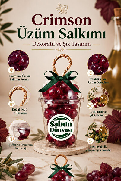 sabundünyası Crimson Grape Bunch Soap 250 Gr, Stringed Herbal Olive Oil Soap,...