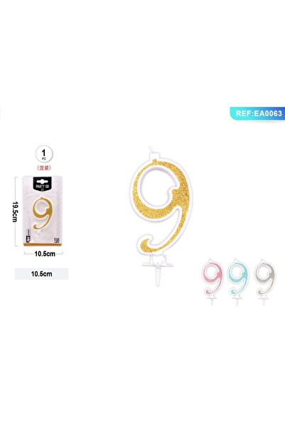 MC Micostore Lumanari aniversare pentru tort PartyGo cifra 9, 10.5cm, alba cu...