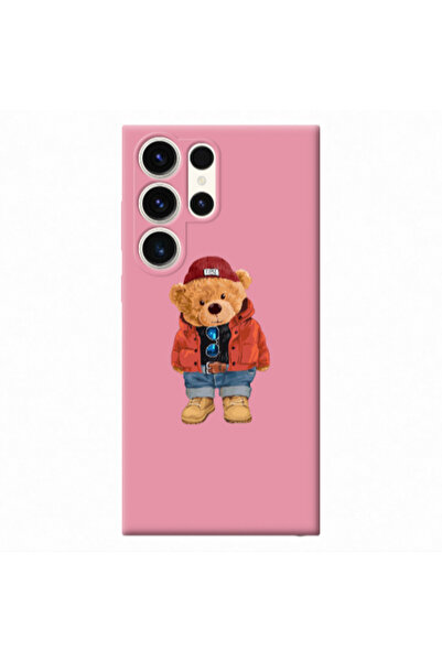 Other Samsung S23 Ultra Bear in a hat Pink Colored Silicone TPU Θήκη