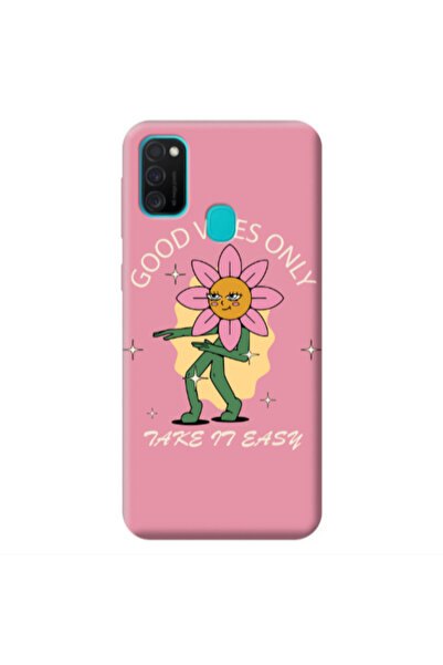 Other Samsung M21 Good Vibes Only Pink Colored Silicone TPU Θήκη