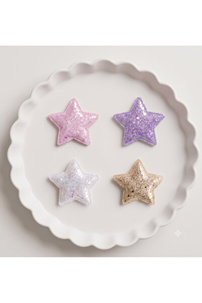Jeevee Sparkling Star Figured Hairless Baby Hair Clips Set of 4
