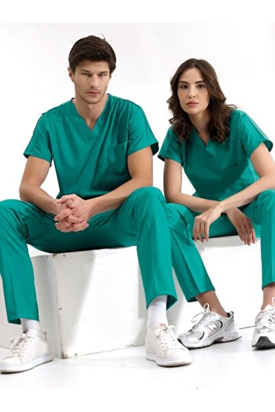 ÇİZGİ MEDİKAL Ameliyathane Yeşili Dr. Greys Doktor-Hemşire Medika Scrubs Takı...