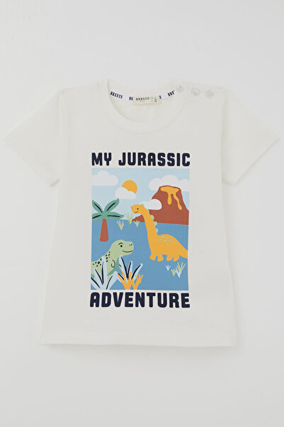 Breeze Boy's Short Sleeve T-Shirt Dinosaur Adventure 1.5-5 Years, Ecru