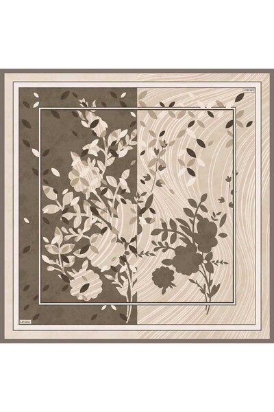Levidor Mink Leaf Patterned Twill Silk Scarf