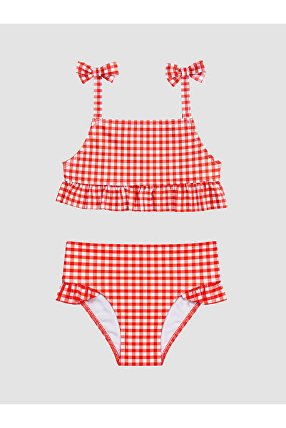 LC Waikiki Lcw Kids Red Plaid Girls Bikini