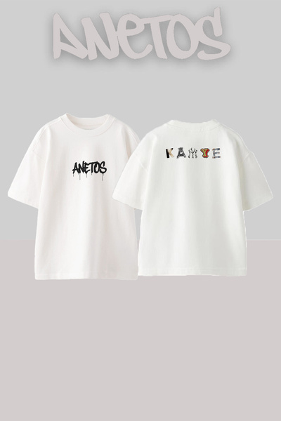 Anetos Kanye West_32 Design Printed Unisex Oversize White Tshirt