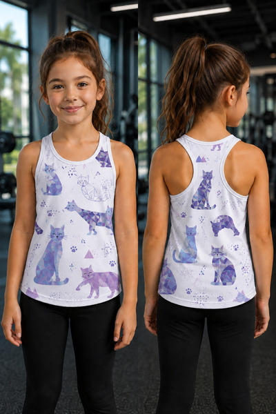 BEYDEX Crew Neck Patterned Zero Sleeve Standard Fit Young Girls Sports Athlete