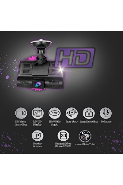ASSTAR TRADE Cameră auto ASSTAR 1080P, 170 °   Unghi, Cameră de marșarier, Viziune nocturnă, Senzor G, Înregistrare în buclă, Ecran de 4,0 inch