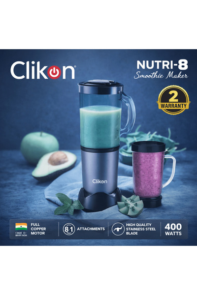 CLIKON Nutri-8 Smoothie Maker 400W Blender with 8-in-1 Attachments