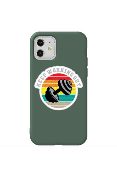 Other Apple iPhone 11 Keep working out Dark Green Colored Silicone TPU Θήκη