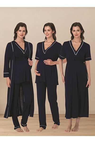 by İGP Pajama and Nightgown Set for Pregnant Women with Dressing Gown, Cotton...