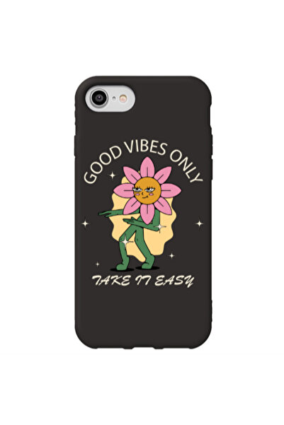 Other Apple iPhone 7 Good Vibes Only Black Colored Silicone TPU Θήκη