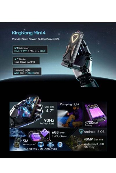 Cubot هاتف ذكي صغير يعمل بنظام أندرويد 15، كينج كونج ميني 4، شاشة صغيرة 4.7 ب...