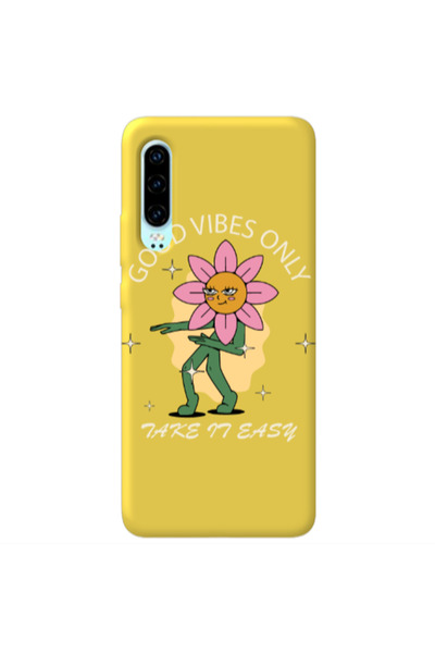Other Huawei P30 Good Vibes Only Yellow Colored Silicone TPU Θήκη