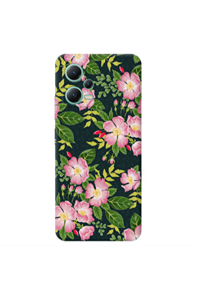 Other Xiaomi Redmi Note 12 Pro 5G Pink flowers green laves Transparent Silico...