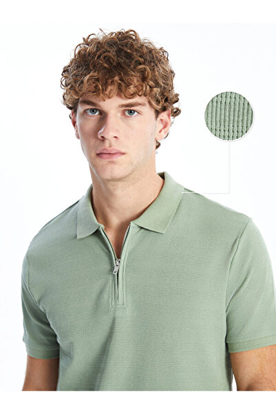 LC Waikiki Men's T-Shirt with Turn-Down Roba Collar and Short Sleeves for Sty...