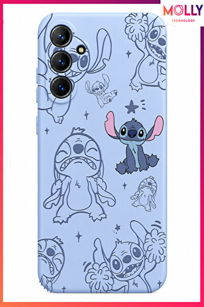 Molly SAMSUNG GALAXY A24 İçin Bebe Mavisi Stitch Tatlı Çılgınlık Desenli Sili...
