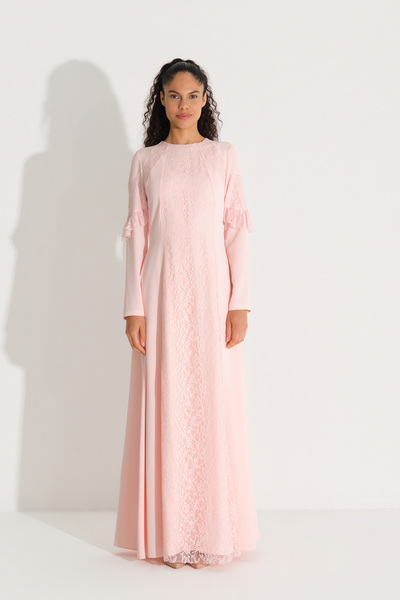miha Hicran Önal Lace Crepe Dress Pink