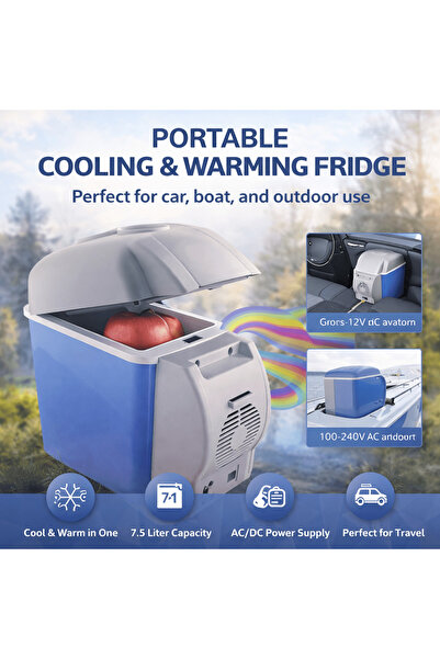 IQRAA Portable Cooling & Warming Fridge – 7.5L Mini Travel Refrigerator for C...