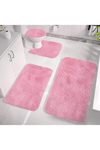 EKN BEĞENDİ HOME Kaymaz Taban Yıkanabilir Peluş Post 4’lü Banyo Halı Paspası ...