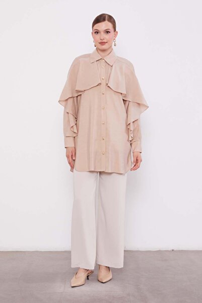 Levidor Beige Flywheel Detail Buttoned Shirt