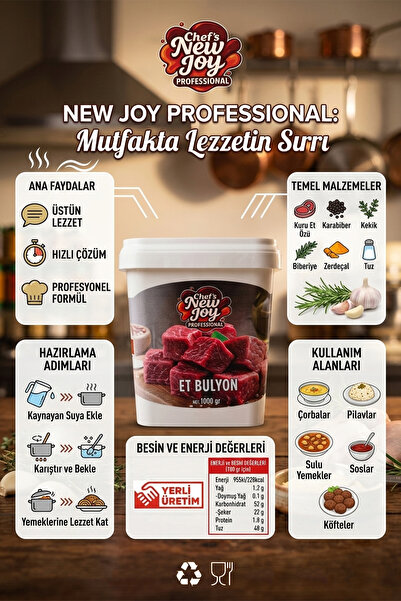 chef's new joy professional Et Bulyon 1000 G x 8 Adet - 1 Koli (Koli Bazlı Avantaj Paketi)