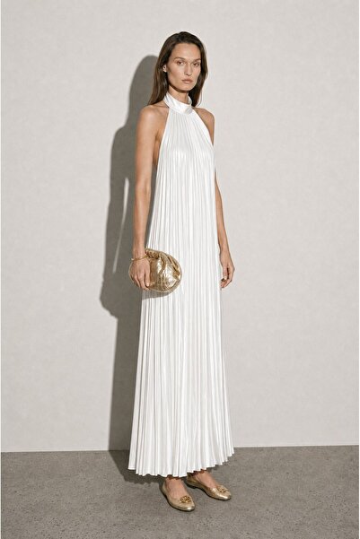 Swass Nora Pleated Satin Dress White