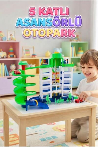 Tıfıl Toys مجموعة مواقف سيارات مضحكة من 5 طوابق مع مصعد - لعبة تعليمية للأطفا...