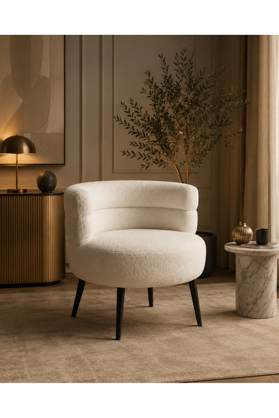 N.zone 2-Piece Set of Luxury Round Boucle Chair with Unique Modern Design, Co...