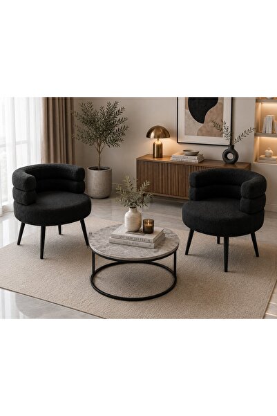 N.zone 2-Piece Set of Luxury Round Boucle Chair with Unique Modern Design, Co...